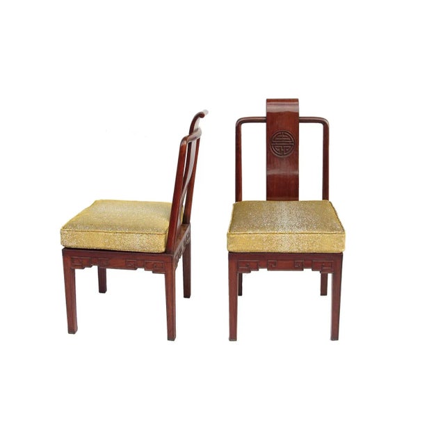 Brown Set of Antique Chinese Style Mahogany Chairs For Sale - Image 8 of 10