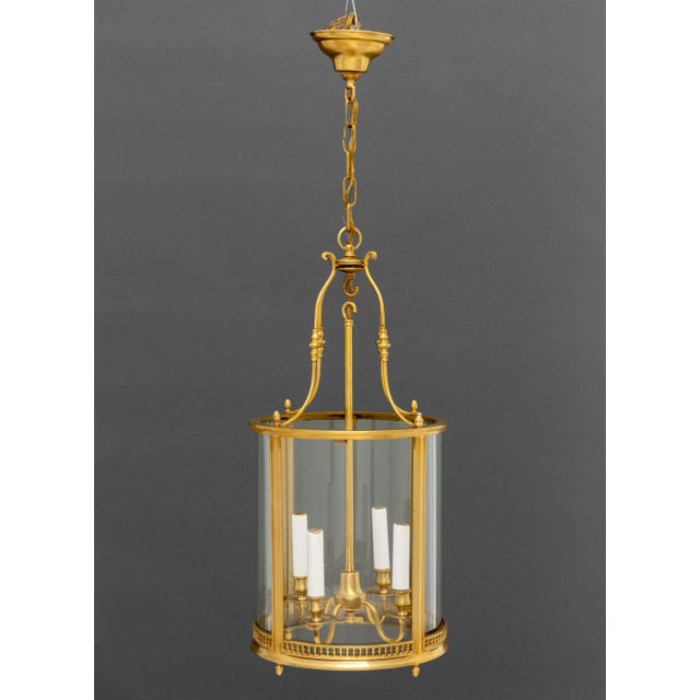 Metal Regency Style Gilt Brass Hanging Lanterns, Pair For Sale - Image 7 of 16