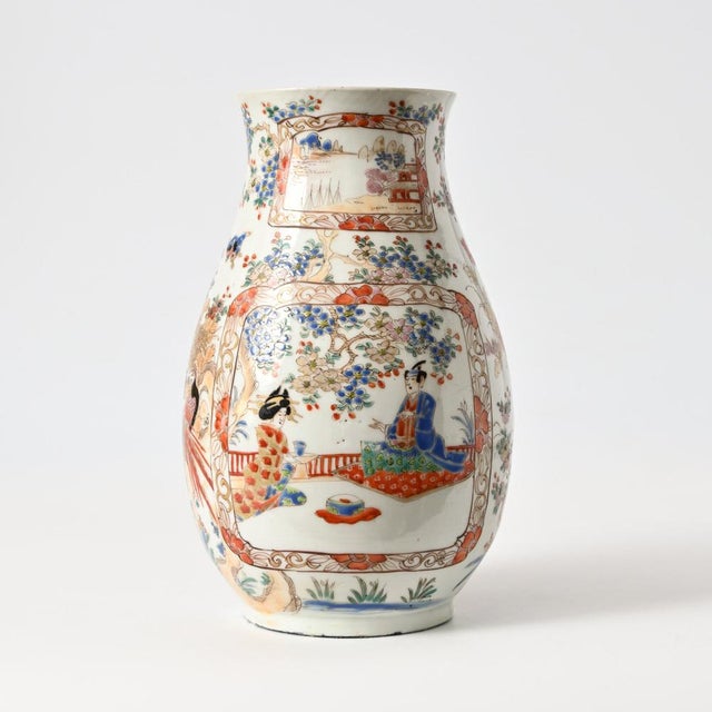 Antique Japanese Hand-Painted Porcelain Vase For Sale - Image 4 of 12