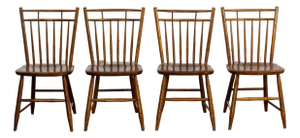 Mid-20th Century Early American Style Dining or Side Chairs Maple Windsor Hitchcock Stamped Set of 4