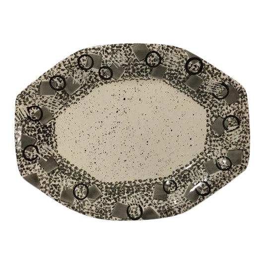 Late 20th Century A. Mallory Modern Black and White Geometric Serving Platter For Sale