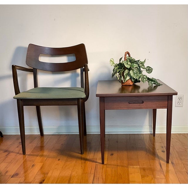 Mid-Century Modern Attributed to Jens Risom Walnut Side Table With Single Drawer For Sale - Image 12 of 12