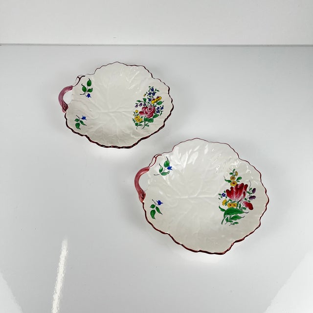 Leaf-Shaped Streetlight Bowls with Tulip and Rose Pattern from KG Lunéville, 1980s, Set of 2 For Sale - Image 4 of 6