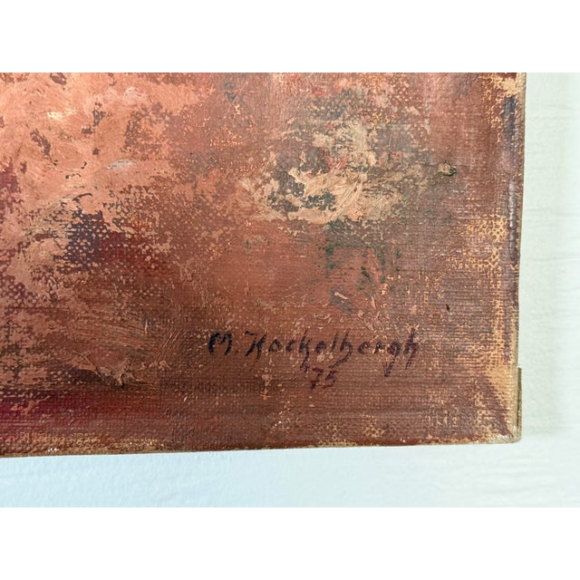 Recently discovered in Paris, this vintage French still life painting depicts a kitchen table scene complete with a bottle...