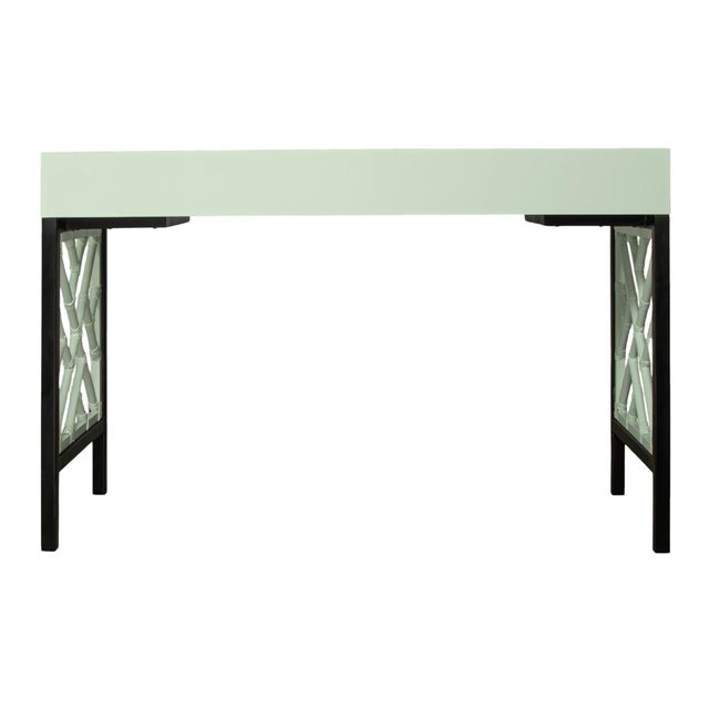 Wood Chippendale Writing Desk - Celery Green For Sale - Image 7 of 9