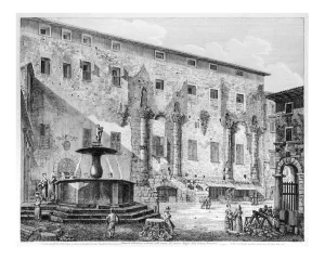 Piazza di Palestrina costruita sulle rovine del famoso Tempio della Fortuna\. 1826
