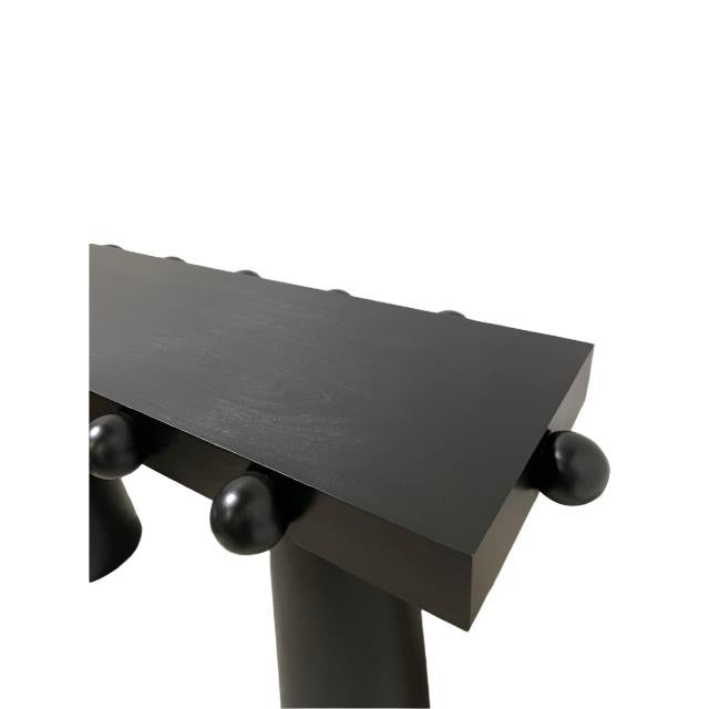 Dot 65 inch Modern Architectural Console Table with Ball Design in Black For Sale - Image 4 of 7