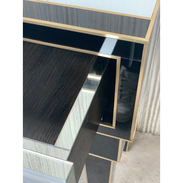 New High Black & White Glass & Brass Inlays New Nightstands With Drawer - a Pair For Sale - Image 12 of 13