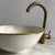 White Milk White Ceramic Sink With 14k Gold Rim Vessel Round Sink Bowl Basin With Drain For Sale - Image 8 of 8