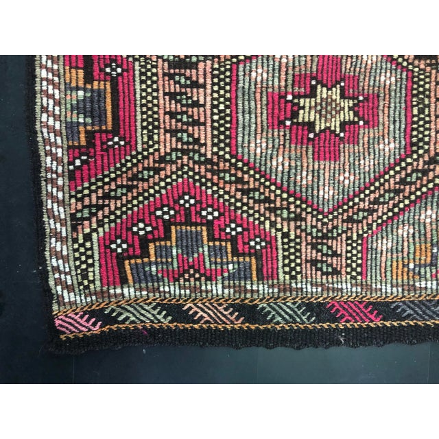 Dark Pink Turkish Handmade Boho Design Colorful Kilim Rug 6'7" x 9'1" For Sale - Image 8 of 11