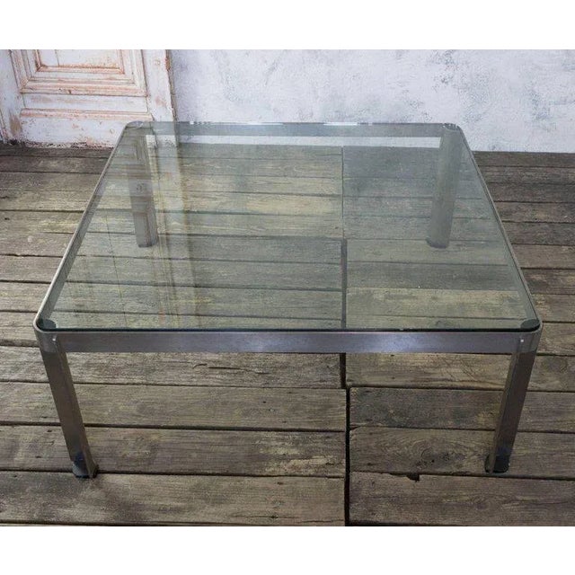 1980s Vintage French Steel and Glass Coffee Table For Sale - Image 5 of 9