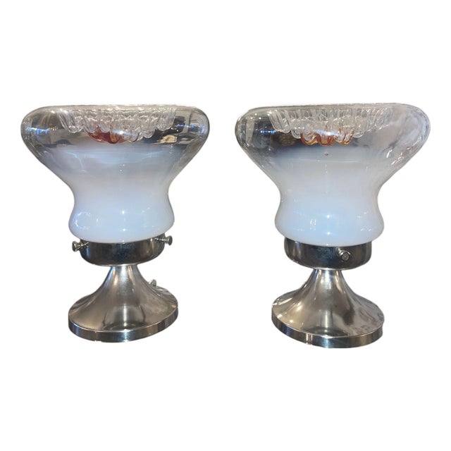 1970's Table Lamps by Toni Zuccheri for Mazzega - a Pair For Sale