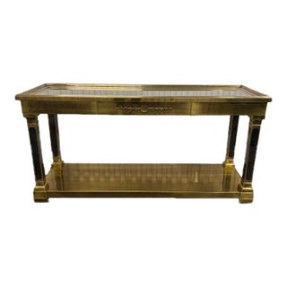 Neoclassical Style Brass Console Table by Mastercraft For Sale