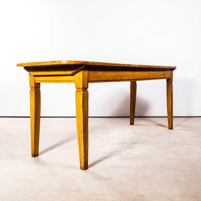 1920s Vintage Rectangular Angular French Dining Table in Faux Wood, 1920s For Sale - Image 5 of 9