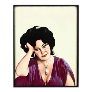 Modern Pop Art Elizabeth Taylor Portrait in Pencil by Bill Nelson, 1980