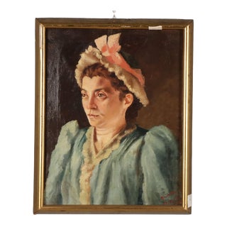 Female Portrait, 1892, Oil Painting on Canvas, Framed For Sale