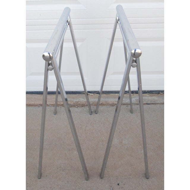 Mid 20th Century Chrome and Glass Sawhorse Desk For Sale - Image 14 of 18