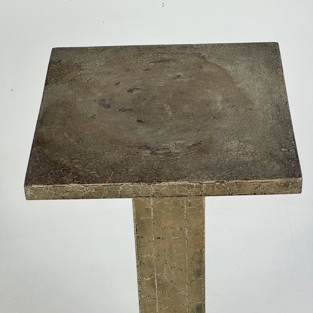 Neoclassical Antique Neoclassical Style Wooden Pedestal Plinth Display Stand in Olive Green For Sale - Image 3 of 8