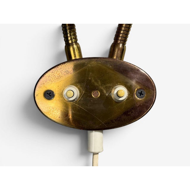 1950s Swedish Modern, Adjustable Wall Light, Brass, Lacquered Metal, Sweden For Sale - Image 10 of 13