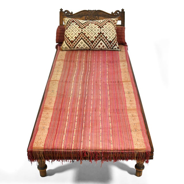 Teak and Cane Colonial Chaise Lounge For Sale In Chicago - Image 6 of 12