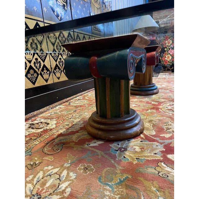 Glass Coffee Table and Corinthian Columns For Sale - Image 4 of 8