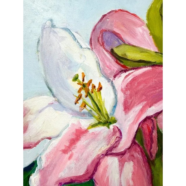 Square Impasto Floral Painting of Lilies For Sale - Image 14 of 18