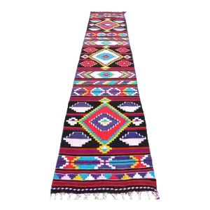 1980s Bright Colors Vintage Retro Runner Kilim Rug