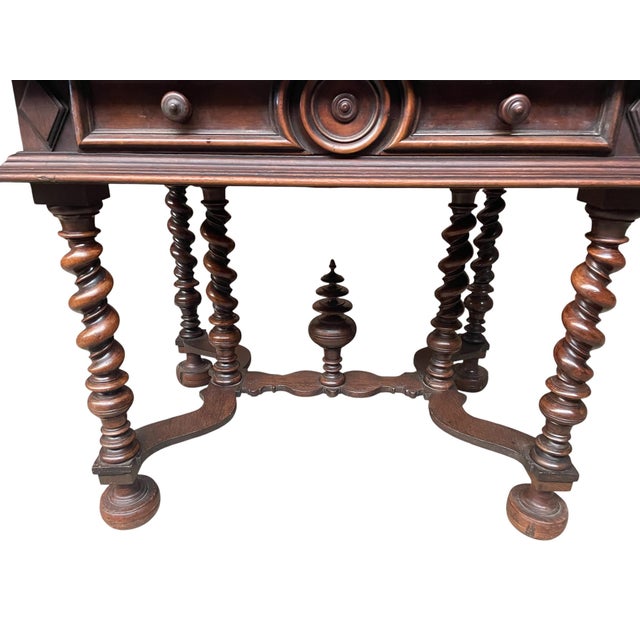 French Walnut Side Table with Twisted Turned Legs For Sale - Image 3 of 6