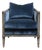 Vanguard Furniture Contemporary Modern Channel Stitched Slate Blue Velvet Upholstered Accent Arm Chair For Sale