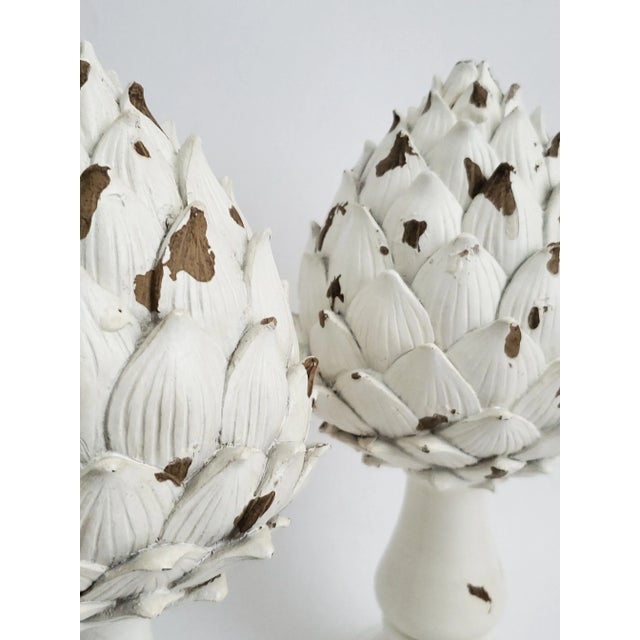 Late 20th Century Sculptures Distressed Artichoke Finials Pair For Sale - Image 5 of 7