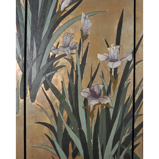 Chinese Export Coromandel Screen After Ogata Korin Irises For Sale - Image 14 of 18