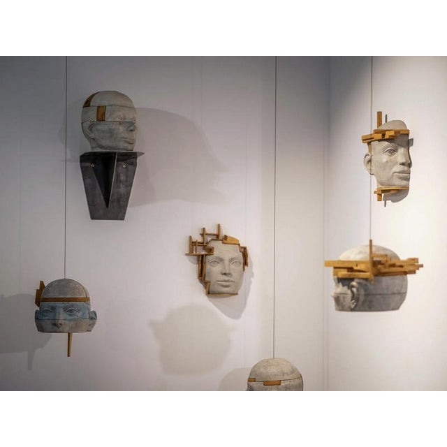 Jose Perozo, Architectural Layered Head Sculpture: Project Number Eight, 2023, Cement on Wood For Sale - Image 8 of 9