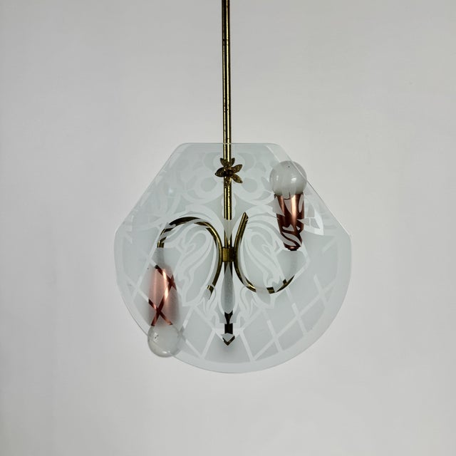 Gold Mid-Century Modern Italian Pendant Light by Pietro Chiesa for Fontana Arte, 1950s For Sale - Image 8 of 10