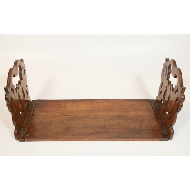 English Antique English Hand Carved Wooden Folding Book Shelf For Sale - Image 3 of 12