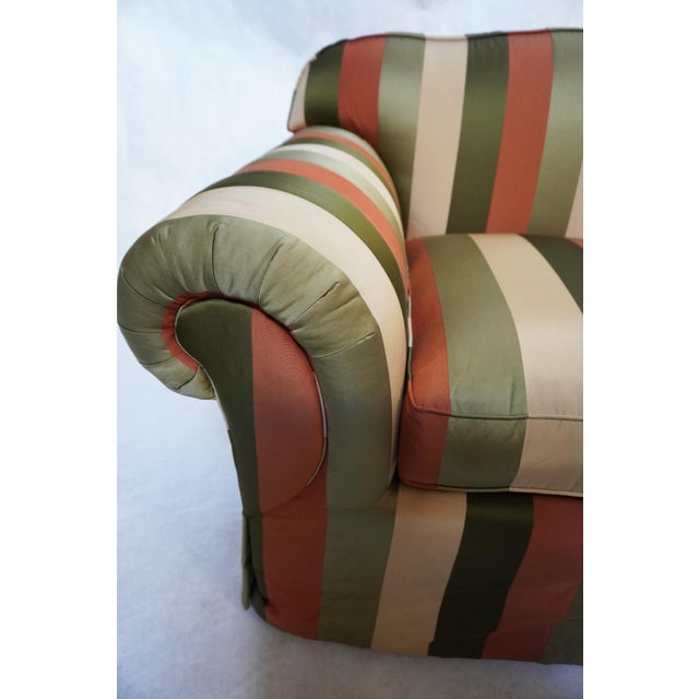 Late 20th Century Custom Edward Ferrell Silk Stripe Loveseat For Sale - Image 12 of 18