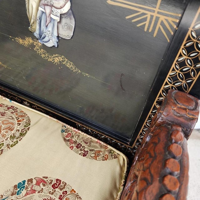 Chinese Hand-Carved Dragon Throne Armchairs Pair For Sale - Image 17 of 18