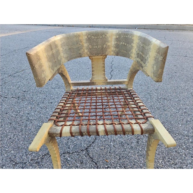 Klismos Lizard Skin Leather Chair Scala Style For Sale - Image 10 of 14