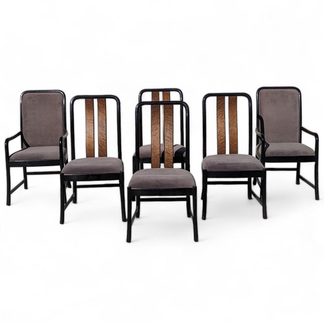 Postmodern Dining Chairs by Bernhardt, Black Lacquer & Birdseye Maple, Set of 6, 1980s For Sale - Image 17 of 18