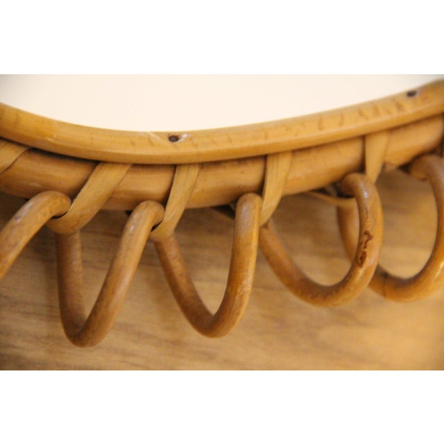 Round Wall Mirror in Rattan and Bamboo, 1960s For Sale - Image 9 of 14