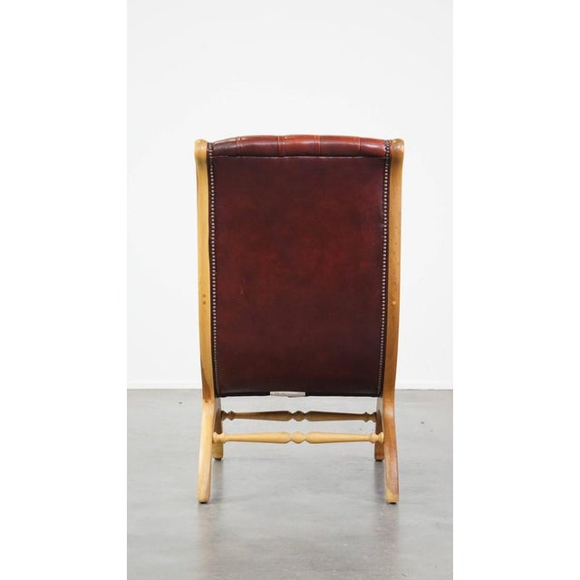 English Chesterfield Armchair in Cowhide Leather For Sale - Image 4 of 11