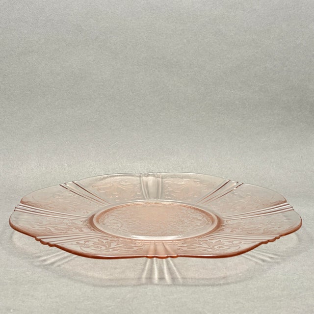 Glass Vintage Pink “American Sweetheart” Depression Glass Cake Plate or Round Serving Platter by MacBeth Evans For Sale - Image 7 of 9