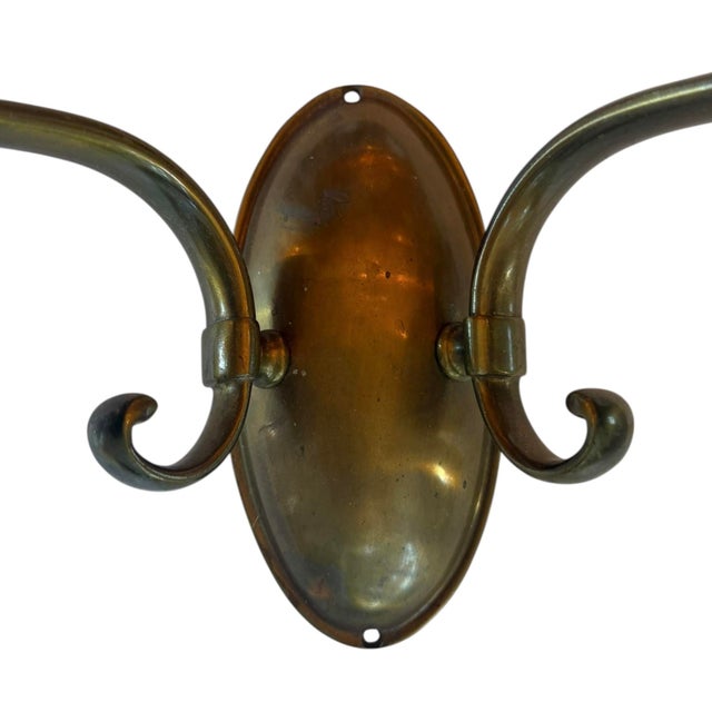 Early 20th Century Rare Pair of Double Brass Wall Sconces With Botanical Frosted Etched Shades For Sale - Image 5 of 7