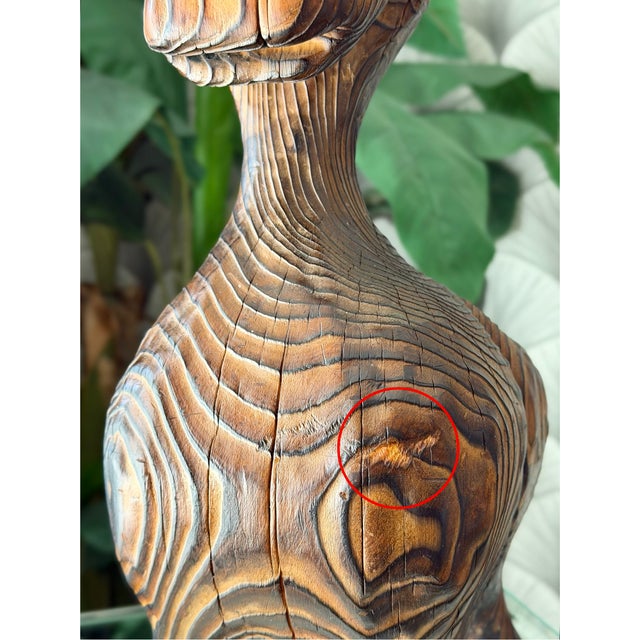 Vintage Mid-Century Modern Retro 1960s Tiki Polynesian Wood Carved Brutalist Sculpture Attributed to Witco For Sale - Image 14 of 18