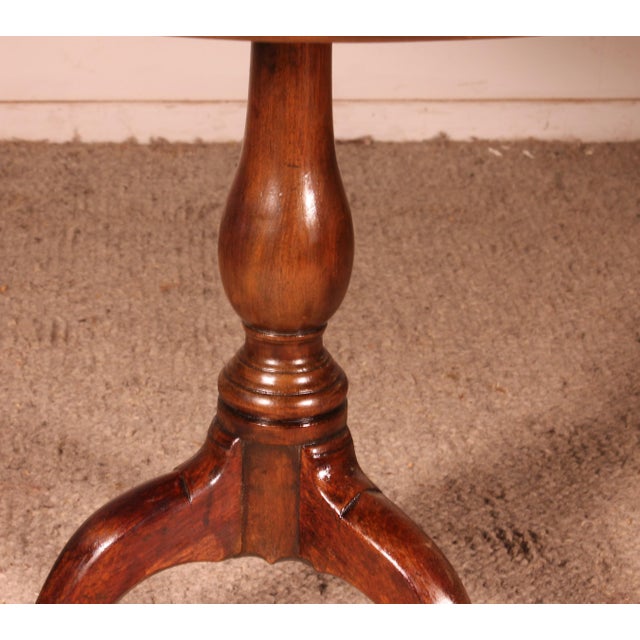 Tan Antique English Mahogany Tripod Table For Sale - Image 8 of 9