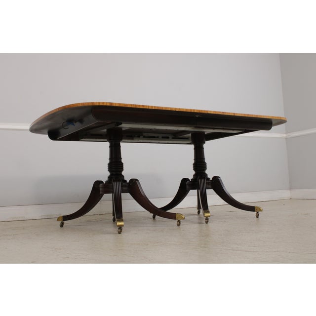 1980s Baker Collectors Edition Banded Mahogany Dining Table For Sale - Image 5 of 16