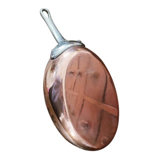 Antique Heinrichs Copper & Sterling Silver Oval Sauté Pan For Sale