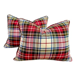 Vintage Down-Filled Tartan Plaid Pillows - a Pair For Sale