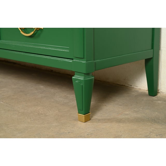 White Furniture French Regency Louis XVI Green Lacquered Dresser or Credenza, Newly Refinished For Sale - Image 13 of 17