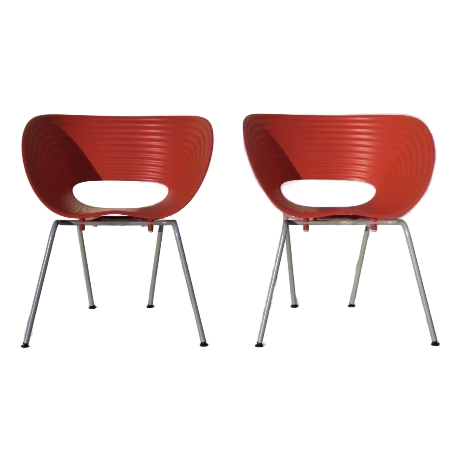 Pair of Vitra “Tom Vac” Chairs by Ron Arad, Red | Chairish