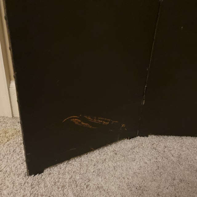 3 Panel Hand Painted Screen For Sale - Image 9 of 12